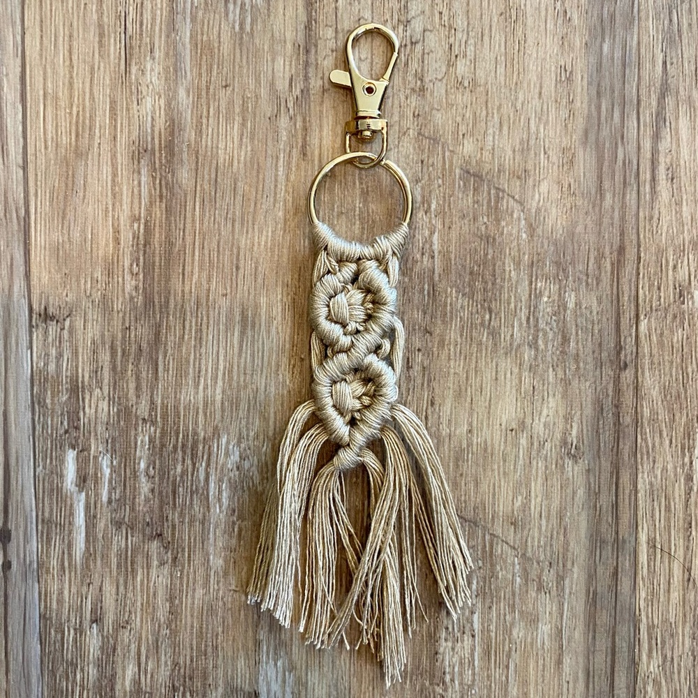Tan Macrame Keychain